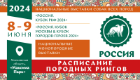 Расписание работы породных рингов на оба дня выставки «Россия 2024»